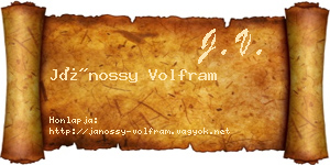 Jánossy Volfram névjegykártya